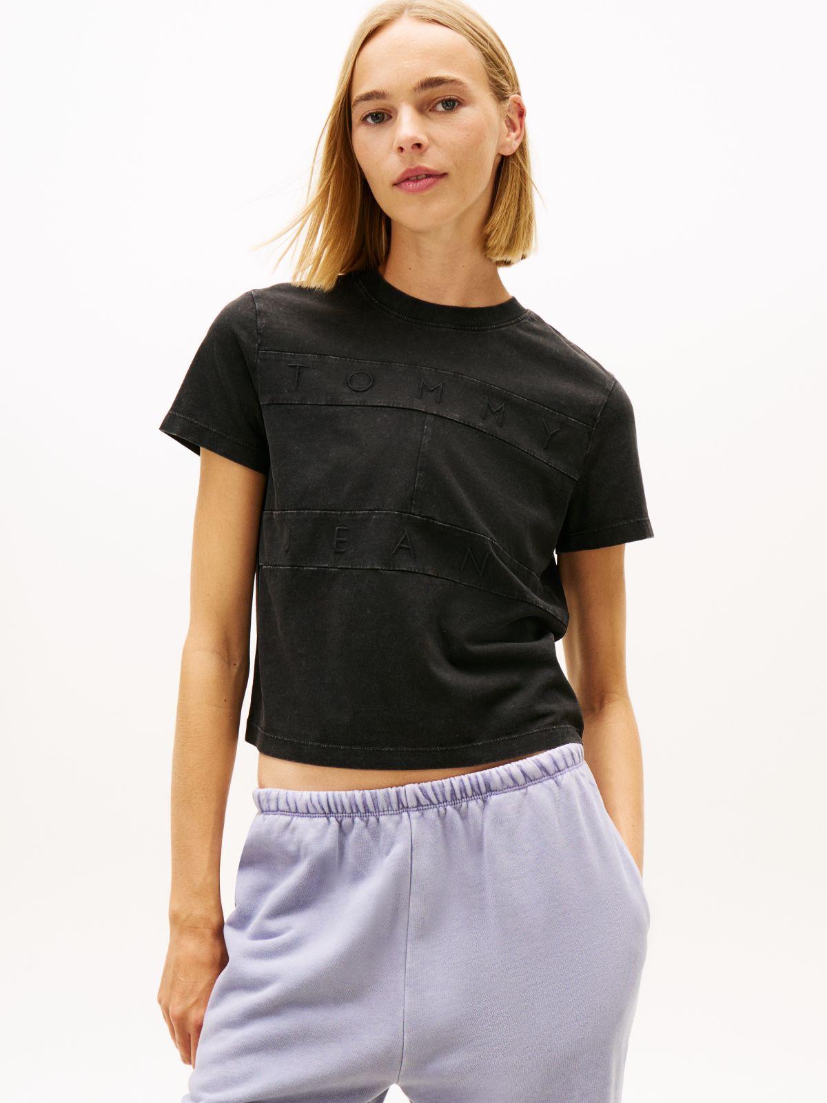 Tonal Logo Crew Neck T-Shirt — Black