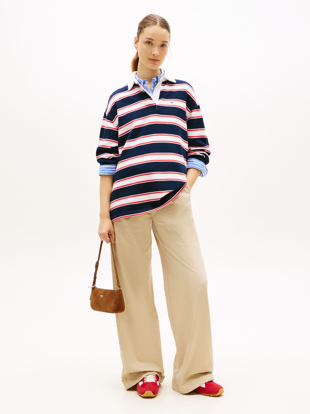 Stripe Relaxed Terry Rugby Shirt — Blue