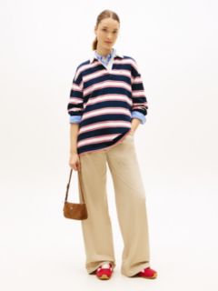 Stripe Relaxed Terry Rugby Shirt — Blue 3