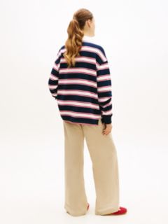 Stripe Relaxed Terry Rugby Shirt — Blue 4