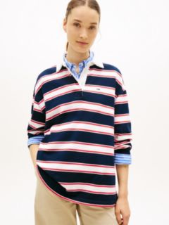Stripe Relaxed Terry Rugby Shirt — Blue 1