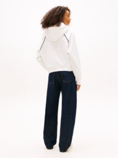 Tommy Badge Piping Relaxed Hoody — White 4
