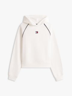 Tommy Badge Piping Relaxed Hoody — White 5