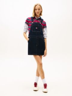 Denim Mini Dungaree Dress — Blue 1