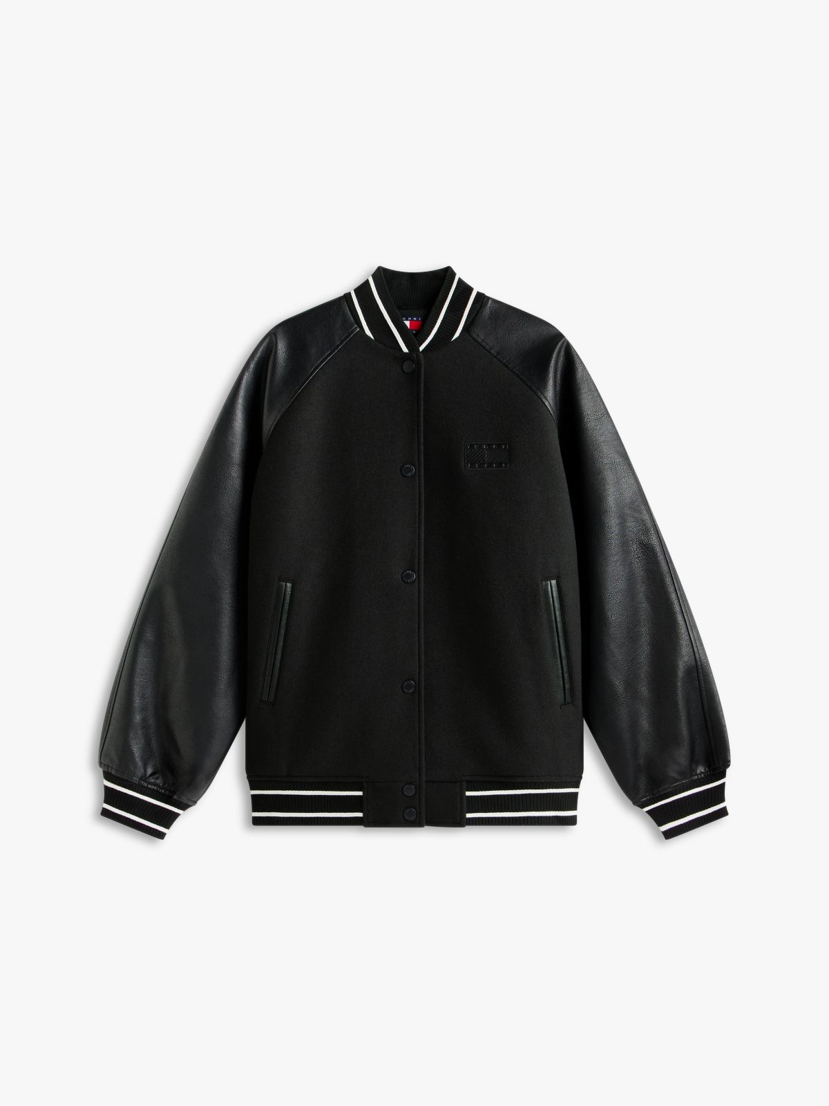 Relaxed Varsity Jacket With Wool — Black