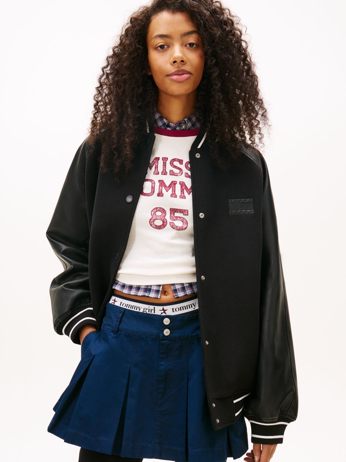 Relaxed Varsity Jacket With Wool — Black