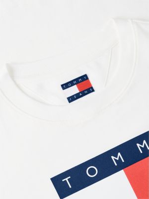 white tonal tommy flag t-shirt for women tommy jeans