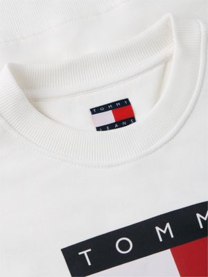 sweat tommy flag à drapeau ton sur ton blanc pour femmes tommy jeans