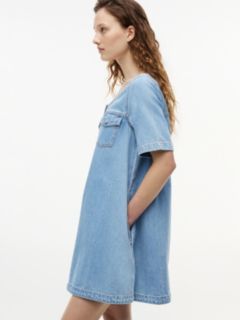 Denim A-Line Mini Dress — Blue 3