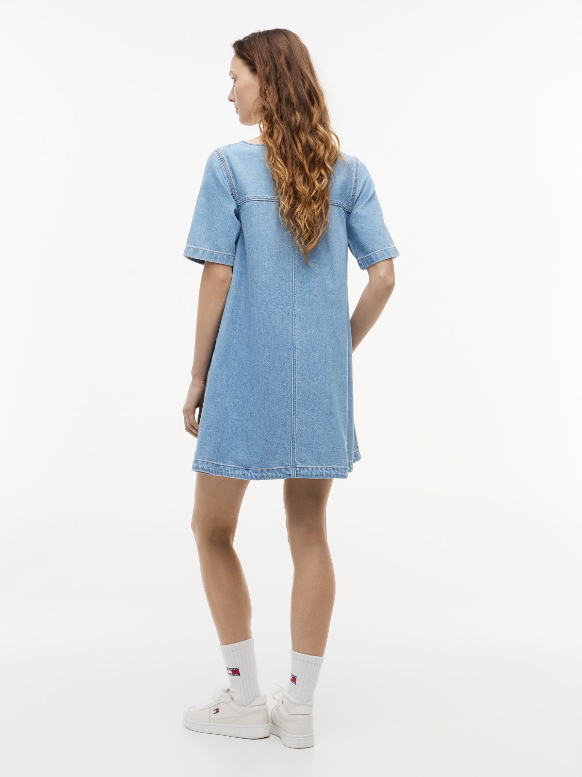 Denim A-Line Mini Dress — Blue