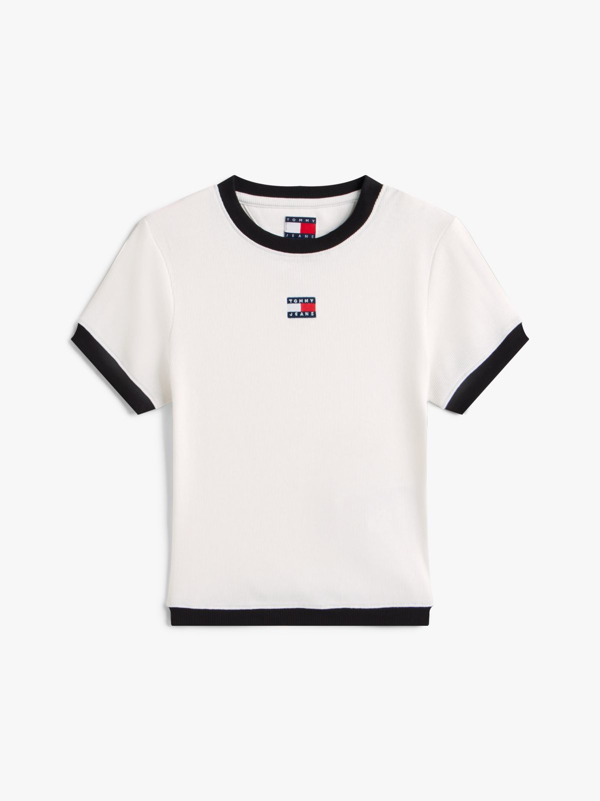 Tommy Badge Ribbed Slim T-Shirt — White