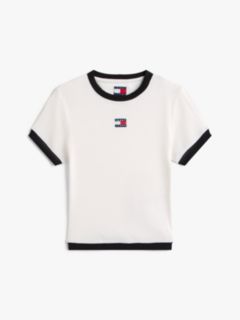 Tommy Badge Ribbed Slim T-Shirt — White 5