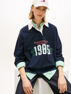 Logo Embroidery Jersey Oversized Rugby Shirt — Blue 2