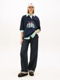 Logo Embroidery Jersey Oversized Rugby Shirt — Blue 3