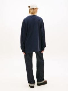 Logo Embroidery Jersey Oversized Rugby Shirt — Blue 4