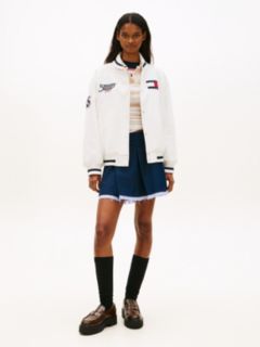 Canvas Back Logo Oversized Varsity Jacket — White 3