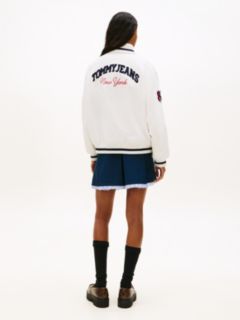 Canvas Back Logo Oversized Varsity Jacket — White 4