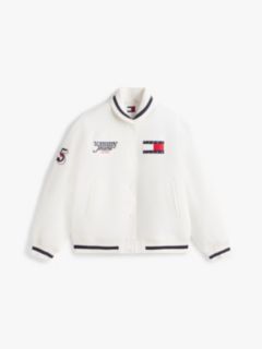 Canvas Back Logo Oversized Varsity Jacket — White 5