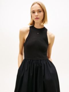 Slim Sleeveless Poplin Maxi Dress — Black 2