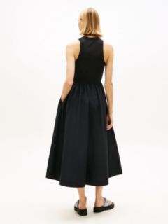Slim Sleeveless Poplin Maxi Dress — Black 4