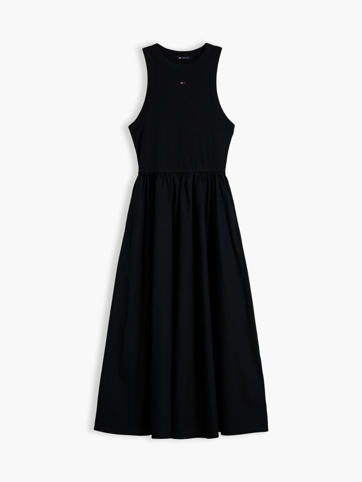 Slim Sleeveless Poplin Maxi Dress — Black