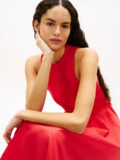 Slim Sleeveless Poplin Maxi Dress — Red 2
