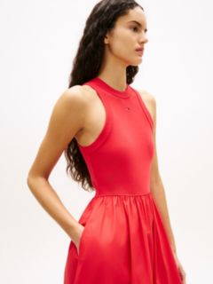 Slim Sleeveless Poplin Maxi Dress — Red 3
