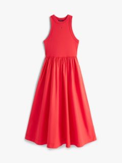 Slim Sleeveless Poplin Maxi Dress — Red 5
