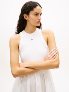 Slim Sleeveless Poplin Maxi Dress — White 2