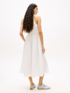 Slim Sleeveless Poplin Maxi Dress — White 4