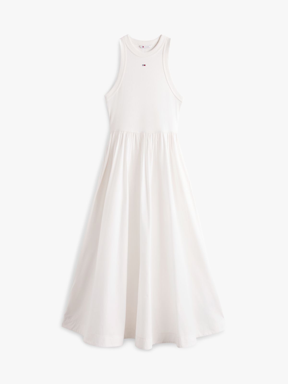 Slim Sleeveless Poplin Maxi Dress — White