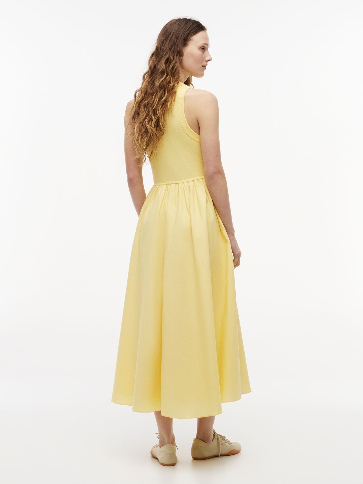 Slim Sleeveless Poplin Maxi Dress — Yellow