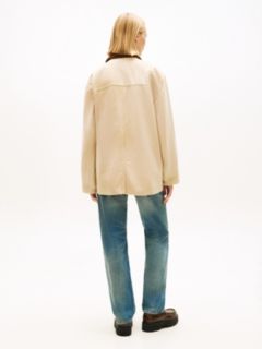 Distressed Canvas Oversized Chore Jacket — Beige 4