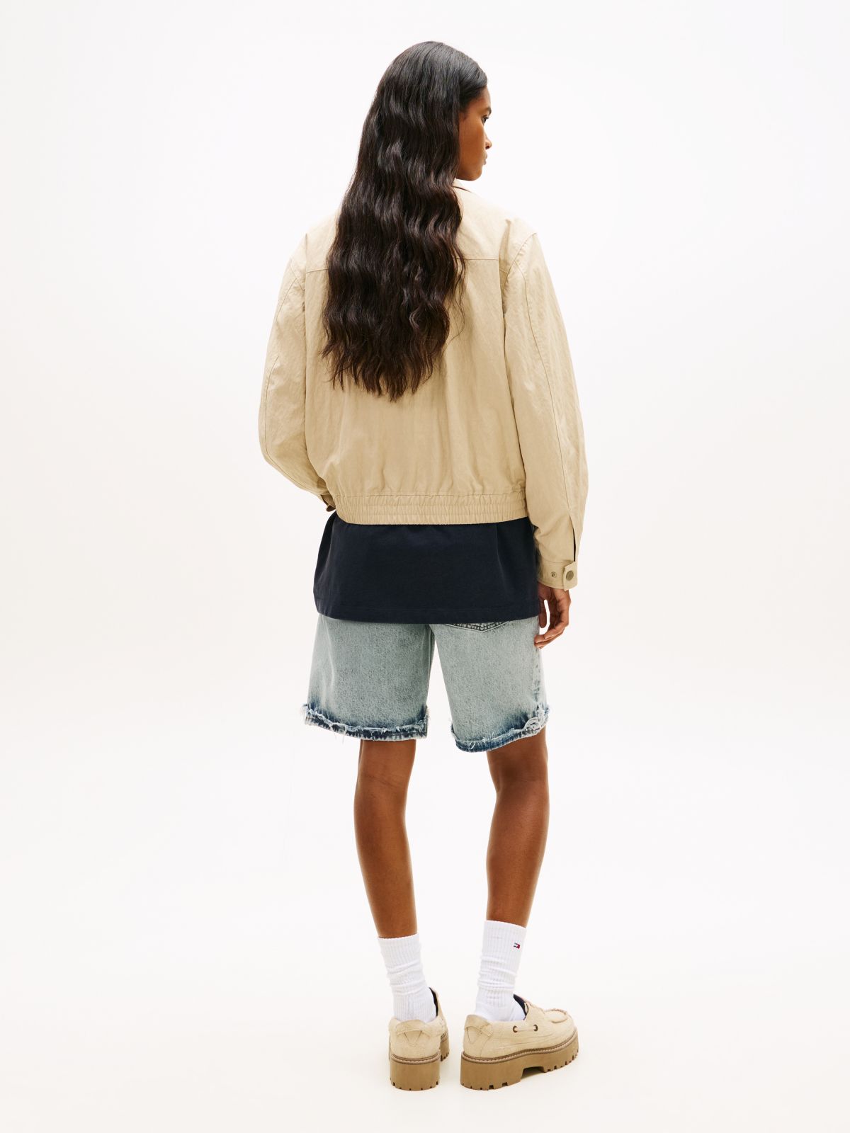 Tommy Badge Water Repellent Coach Jacket — Beige