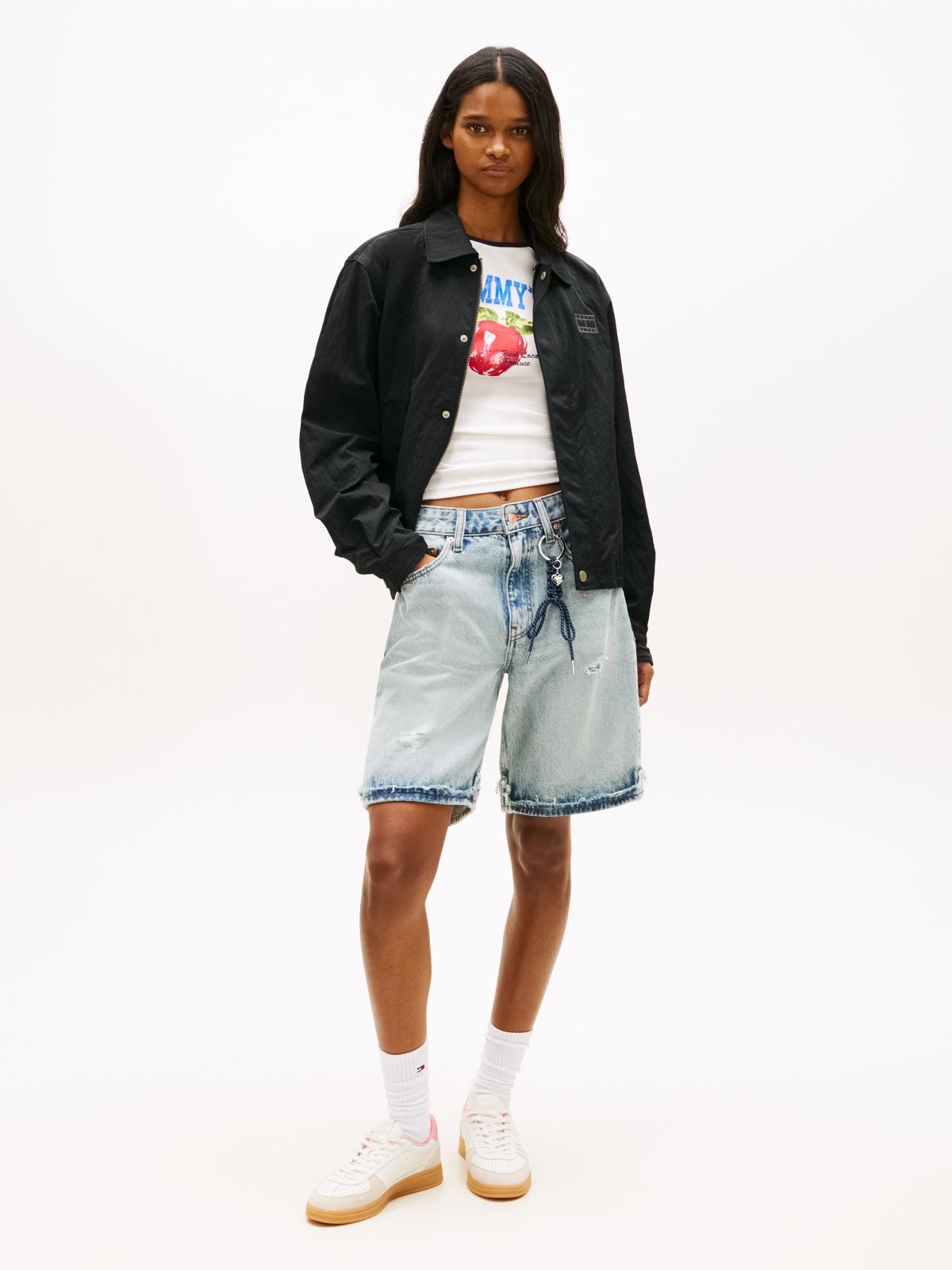 Tommy Badge Water Repellent Coach Jacket — Black