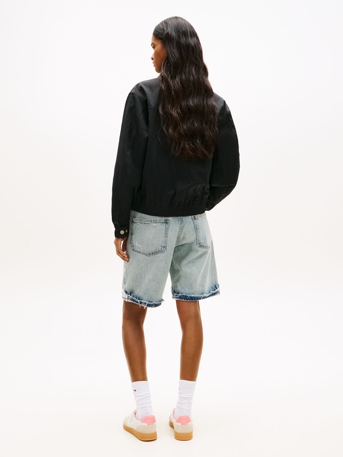 Tommy Badge Water Repellent Coach Jacket — Black