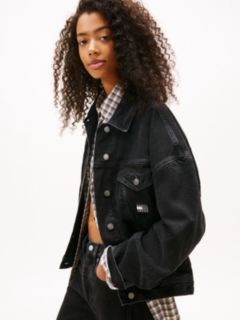 Back Logo Oversized Denim Trucker Jacket — Black 2