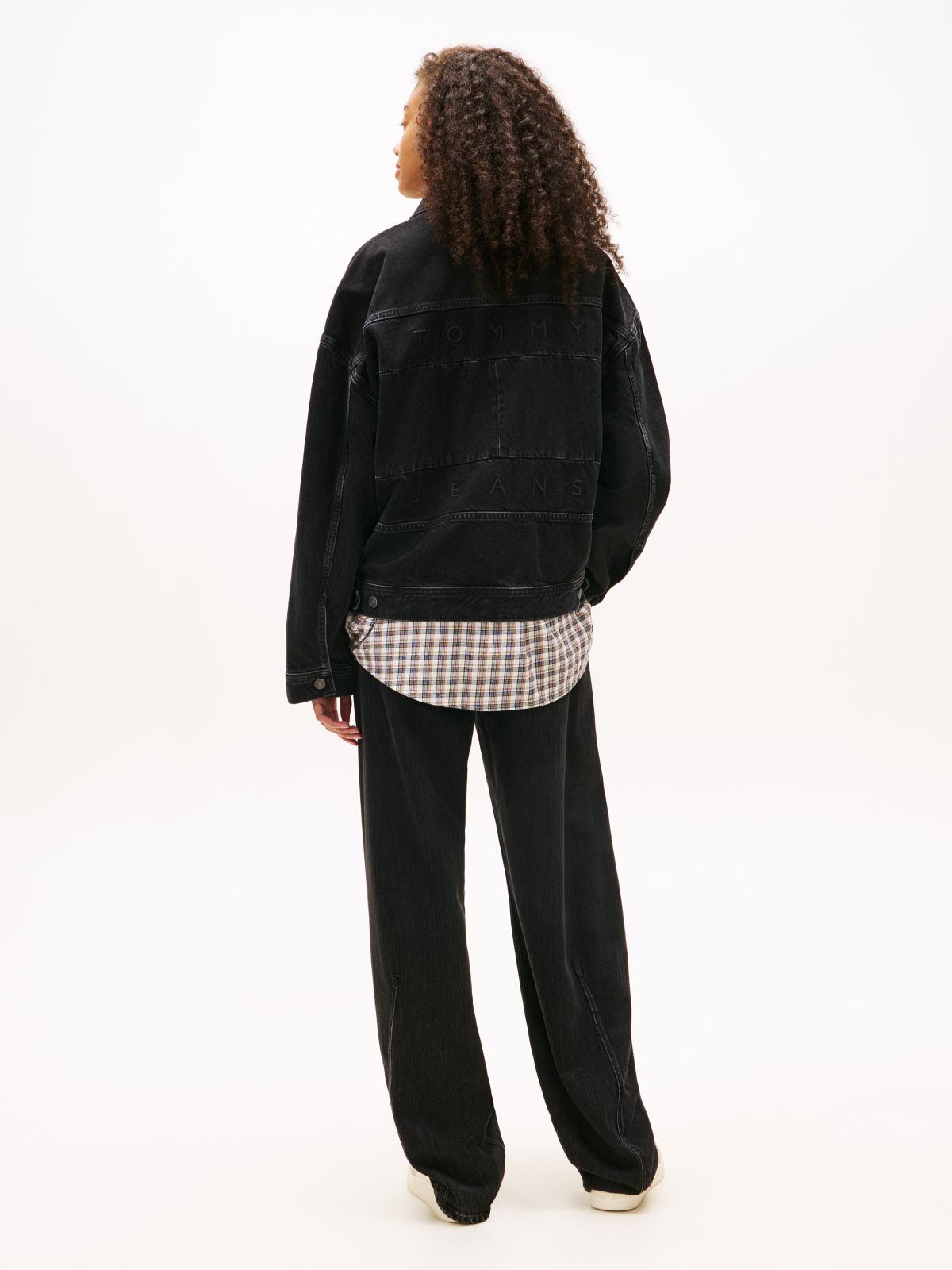 Back Logo Oversized Denim Trucker Jacket — Black