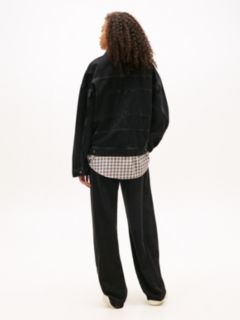 Back Logo Oversized Denim Trucker Jacket — Black 4