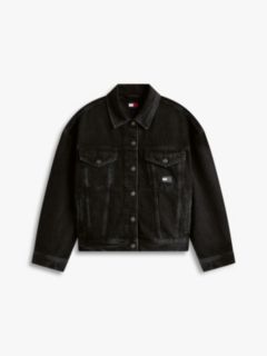 Back Logo Oversized Denim Trucker Jacket — Black 5