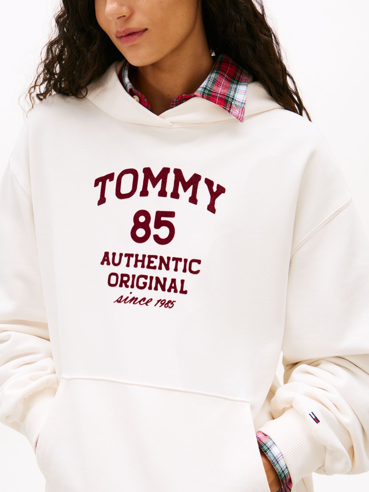 1985 Flock Logo Oversized Hoody — White