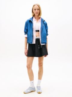 Zip-Thru Chambray Denim Jacket — Blue 3
