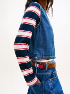 Chambray Denim Side Tie Sleeveless Blouse — Blue 2