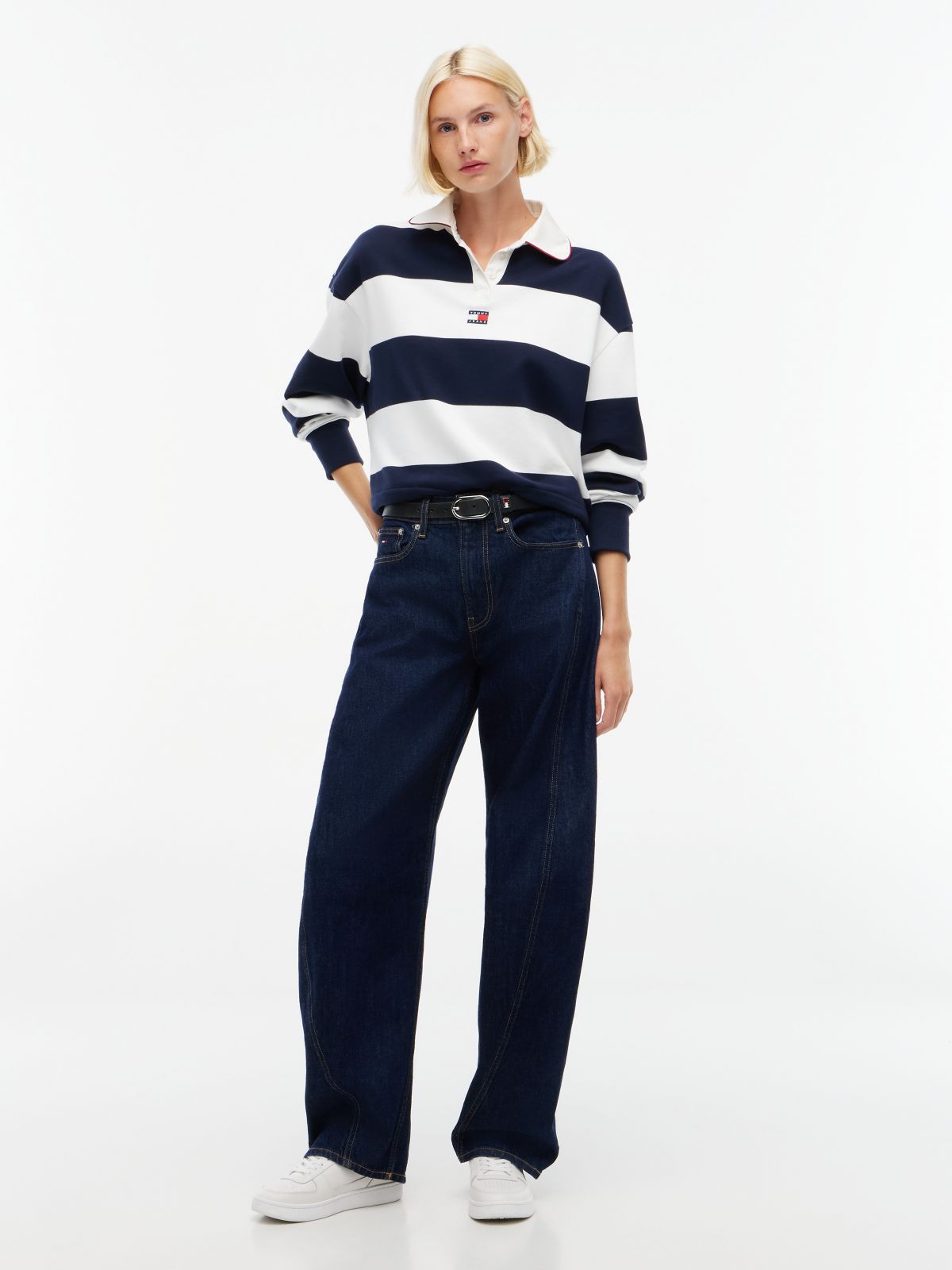Ella High Rise Barrel Leg Jeans — Blue