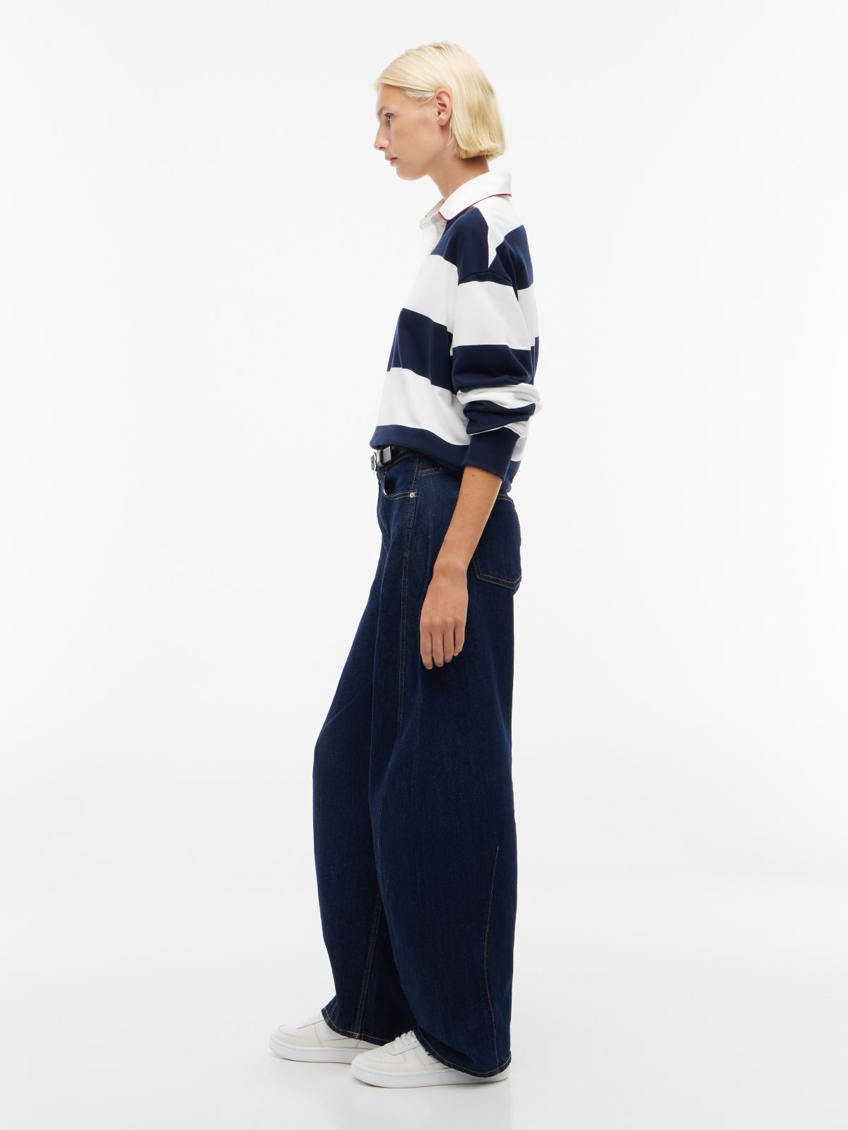 Ella High Rise Barrel Leg Jeans — Blue