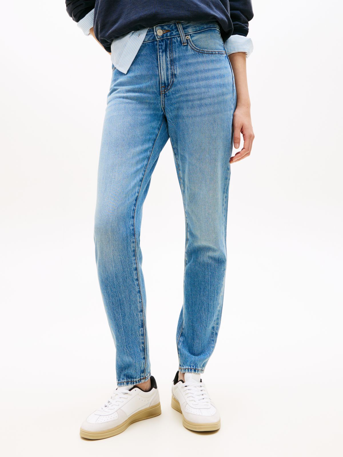 Lucy Mid Rise Slim Whiskered Jeans — Blue