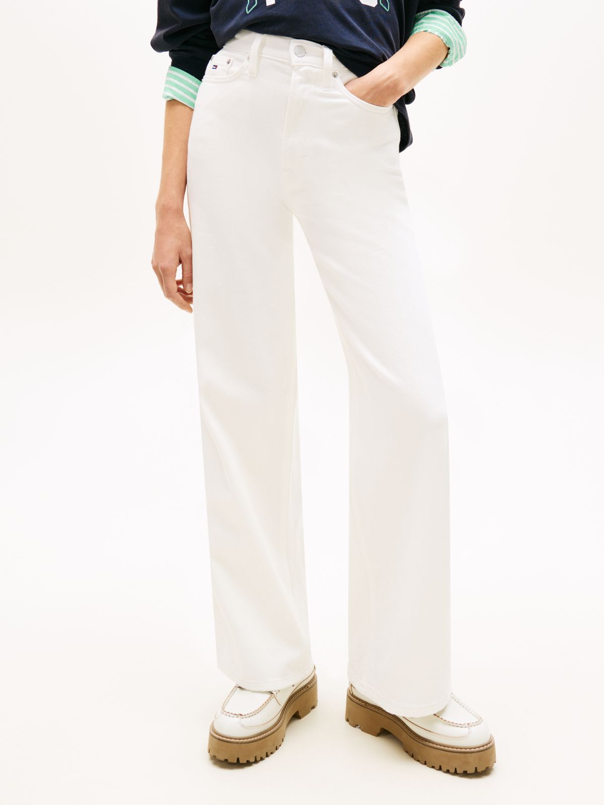 Claire High Rise Wide White Jeans — White