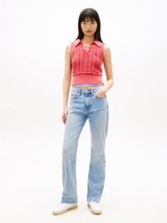 Faded Mid Rise Bootcut Jeans — Blue 1
