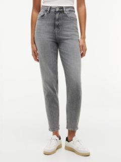Mom High Rise Tapered Jeans — Grey 2