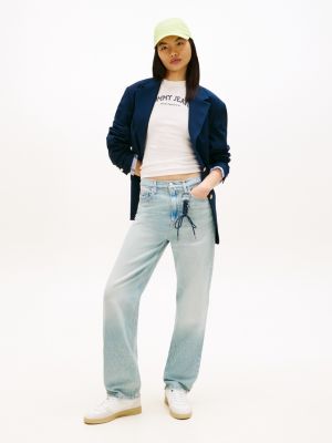 blue high rise slim straight leg jeans for women tommy jeans